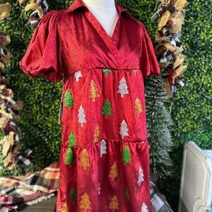 NEW - Simply Southern Boutique Christmas Tree Sparkle Sequin Dress
